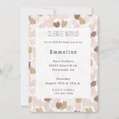 Blush Pink Brown Cream Hearts Birthday Einladung (Vorderseite)