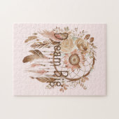 Blush Pink Brown Floral Dream Catcher      Puzzle (Horizontal)