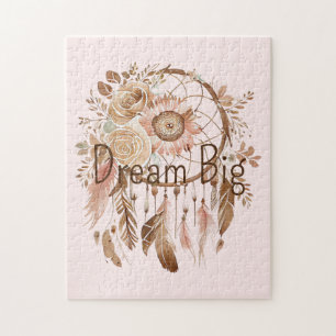 Blush Pink Brown Floral Dream Catcher      Puzzle