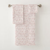 Blush Pink Brown Music Notes   Badhandtuch Set (Insitu)