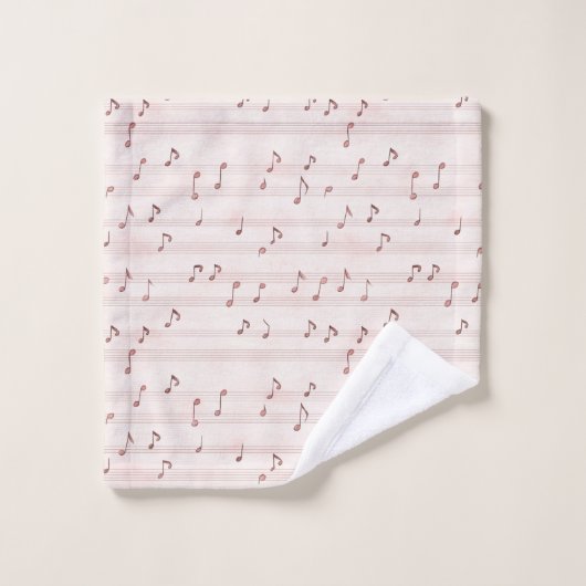 Blush Pink Brown Music Notes Badhandtuch Set (Waschlappen)