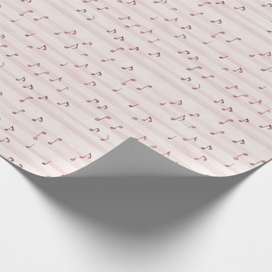 Blush Pink Brown Music Notes   Geschenkpapier (Ecke)