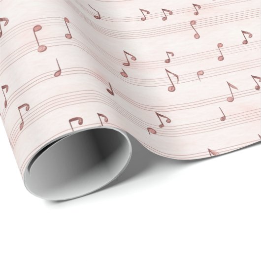 Blush Pink Brown Music Notes   Geschenkpapier (Rolleneckpunkt)