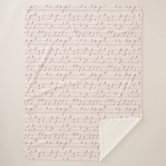 Blush Pink Brown Music Notes Sherpadecke (Vorderseite)