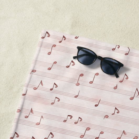 Blush Pink Brown Music Notes   Strandtuch (Beispiel)