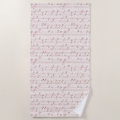 Blush Pink Brown Music Notes   Strandtuch (Vorderseite)
