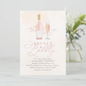 Blush Pink Brunch Bubbly Brautparty Einladung (Stehend Vorderseite)