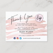 Blush Pink Brush Stroke Business Order Vielen Dank Visitenkarte (Vorderseite)
