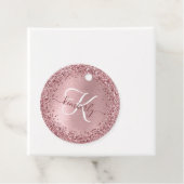 Blush Pink Brushed Metal Glitter Monogram Name Geschenkanhänger (Beispiel)