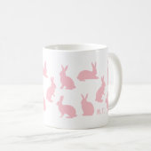 Blush Pink Bunnies With Custom Monogram Easter Kaffeetasse (VorderseiteRechts)