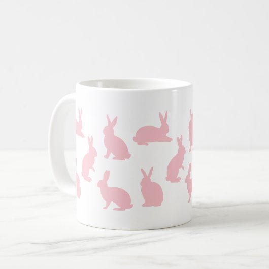 Blush Pink Bunnies With Custom Monogram Easter Kaffeetasse (Vorderseite Links)
