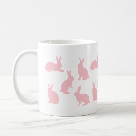Blush Pink Bunnies With Custom Monogram Easter Kaffeetasse (Links)