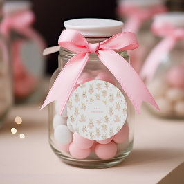 Blush Pink Bunny Rabbit Ballerina Babydusche Runder Aufkleber