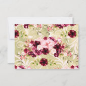 Blush Pink Burgund Blumenkohl Hochzeitsempfang Einladung (Rückseite)