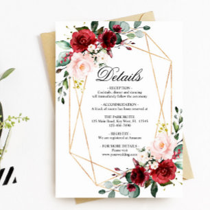 Blush Pink & Burgund Hochzeitsdetails - Umriss Begleitkarte