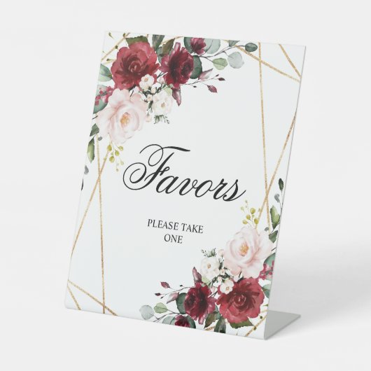 Blush Pink & Burgund Rose Duschfavoriten Schild (Vorderseite)