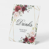 Blush Pink & Burgund Rose Duschtrinker Unterschrif Sockelschild (Vorderseite)