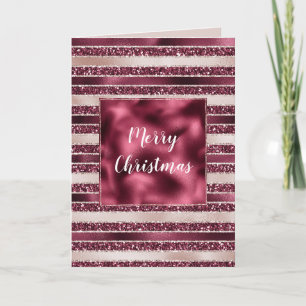 Blush Pink Burgund Roter Glitzer Weihnachten Karte