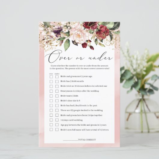 Blush Pink Burgund über oder unter dem Spiel Blues (Stehend Vorderseite)