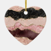 Blush Pink Burgundi Gold Black Glitzer Keramik Ornament (Vorne)