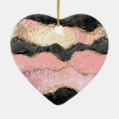 Blush Pink Burgundi Gold Black Glitzer Keramik Ornament (Hinten)
