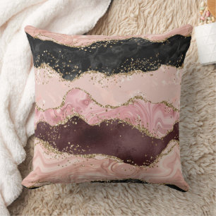 Blush Pink Burgundi Gold Black Glitzer Kissen
