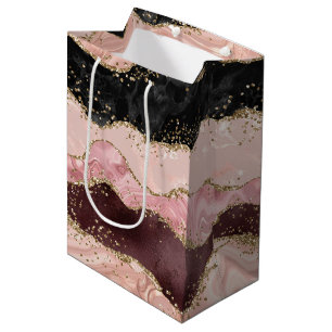 Blush Pink Burgundi Gold Black Glitzer Mittlere Geschenktüte
