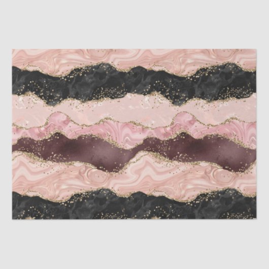 Blush Pink Burgundi Gold Black Glitzer Seidenpapier (Vorderseite)