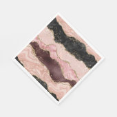 Blush Pink Burgundi Gold Black Glitzer Serviette (Ecke)