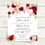 Blush Pink Burgundy Aquarell Floral Romantischer I