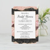 Blush Pink Burgundy Black Glitzy Brautparty Einladung (Stehend Vorderseite)