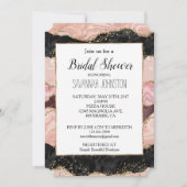 Blush Pink Burgundy Black Glitzy Brautparty Einladung (Vorderseite)