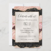 Blush Pink Burgundy Black Glitzy Glitzer Einladung (Vorderseite)