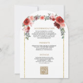 Blush Pink Burgundy Blumenstrauß Foto Hochzeit Einladung (Rückseite)