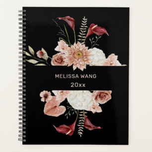 Blush Pink Burgundy Boho Blume Black Planer