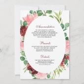Blush Pink Burgundy Floral All in one Wedding Einladung (Rückseite)