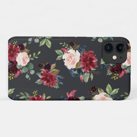 Blush Pink Burgundy Floral Elegant Hübsch Case Mat (Rückseite (Horizontal))