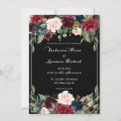 Blush Pink Burgundy Floral Elegantes Script Hochze Einladung (Vorderseite)