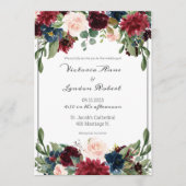 Blush Pink Burgundy Floral Elegantes Script Hochze Einladung (Vorderseite)