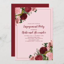 Blush Pink Burgundy Floral Engagement Party