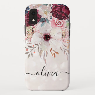 Blush Pink Burgundy Floral iPhone XR Fall Case-Mate iPhone Hülle