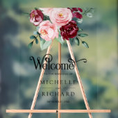 Blush Pink Burgundy Floral Wedding Welcome Acrylschild (Neutral)