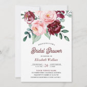 Blush Pink Burgundy Foto Brautparty Einladung (Vorderseite)