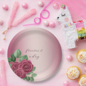 Blush Pink Burgundy Gold Rose Hochzeiten Blätter Pappteller (Party)