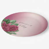 Blush Pink Burgundy Gold Rose Hochzeiten Blätter Pappteller (Schrägansicht)