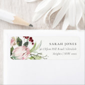 BLUSH PINK BURGUNDY PROTEA FLORAL ADRESSE (Insitu)