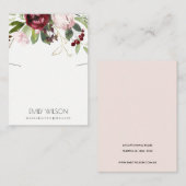 BLUSH PINK BURGUNDY PROTEA FLORAL NECKLACE DISPLAY VISITENKARTE (Vorne/Hinten)