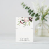 BLUSH PINK BURGUNDY PROTEA FLORAL NECKLACE DISPLAY VISITENKARTE (Stehend Vorderseite)