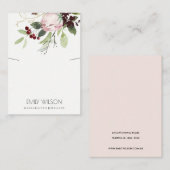 BLUSH PINK BURGUNDY PROTEA FLORAL NECKLACE DISPLAY VISITENKARTE (Vorne/Hinten)