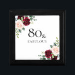 Blush Pink Burgundy Red 80. Geburtstagsgeschenk Erinnerungskiste<br><div class="desc">Blush Pink Burgundy Red 80th Birthday Party Geschenkboxen</div>